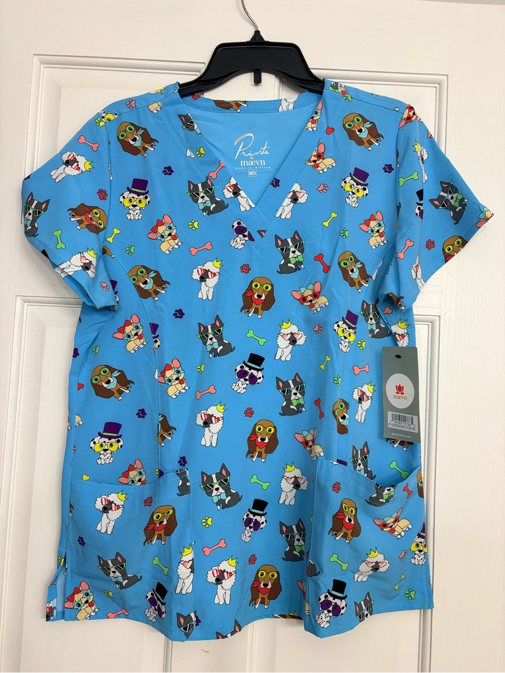 Pet Print medium Scrub Top - Blue